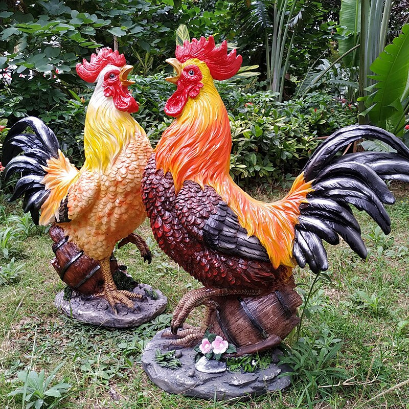 Pastoracinė imitacija Gaidžio vištos dervos papuošalai Lauko sodas Balkonas Priedai Amatai Parkas Kiemas Veja Skulptūra Dekoras