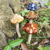 4x12cm keramické muchotrávky v tvare húb, víla, ozdoba do záhrady, kvetináče, dekorácia 4 ks/sada