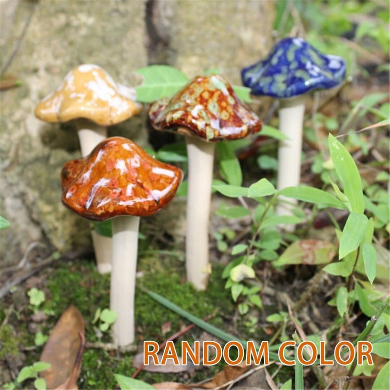 4x12cm keramické muchotrávky v tvare húb, víla, ozdoba do záhrady, kvetináče, dekorácia 4 ks/sada