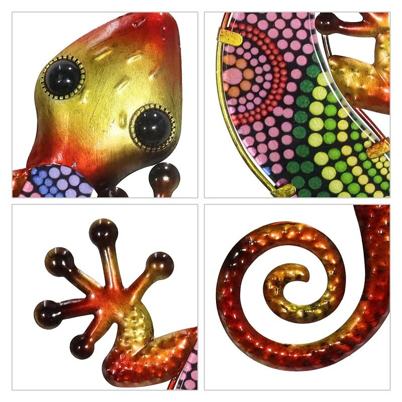 2 vnt. metalinis gekonas, skirtas sodo dekoravimui lauko miniatiūrinė skulptūra, kabanti koridoriaus kiemo svetainės