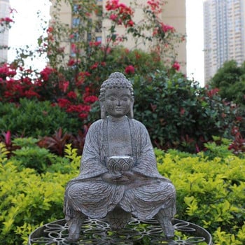 Медитираща статуя на Буда Скулптура Външна градина Слънчева светлина Буда Дзен Орнамент за дома Фигурки Балкон Двор Декорация на вътрешен двор