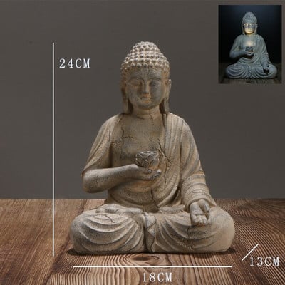Skulptura kipa Buddge koji meditira Vanjski vrt Solarna svjetlost Buda Zen Ukrasi za dom Figurice Balkon Dvorište Dekoracija terase
