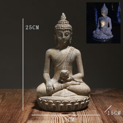 Skulptura kipa Buddge koji meditira Vanjski vrt Solarna svjetlost Buda Zen Ukrasi za dom Figurice Balkon Dvorište Dekoracija terase