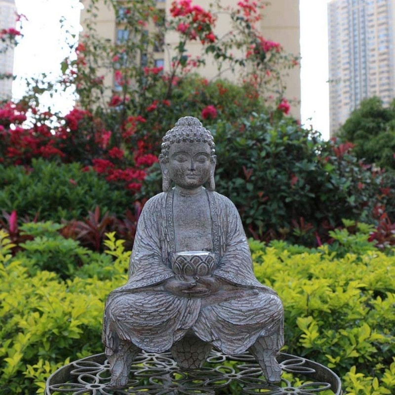 Skulptura kipa Buddge koji meditira Vanjski vrt Solarna svjetlost Buda Zen Ukrasi za dom Figurice Balkon Dvorište Dekoracija terase
