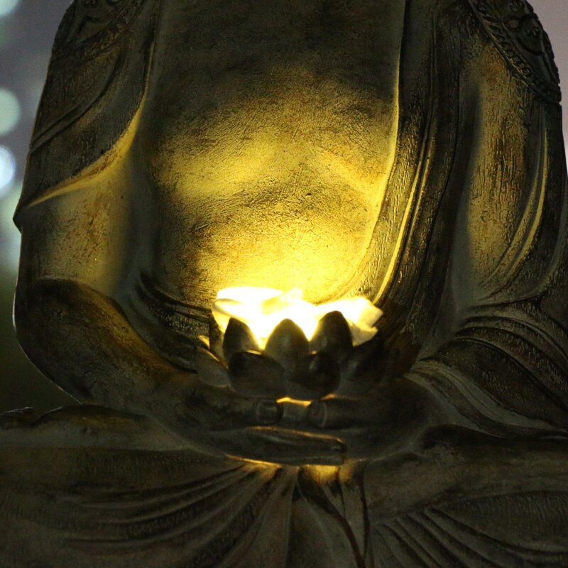 Skulptura kipa Buddge koji meditira Vanjski vrt Solarna svjetlost Buda Zen Ukrasi za dom Figurice Balkon Dvorište Dekoracija terase