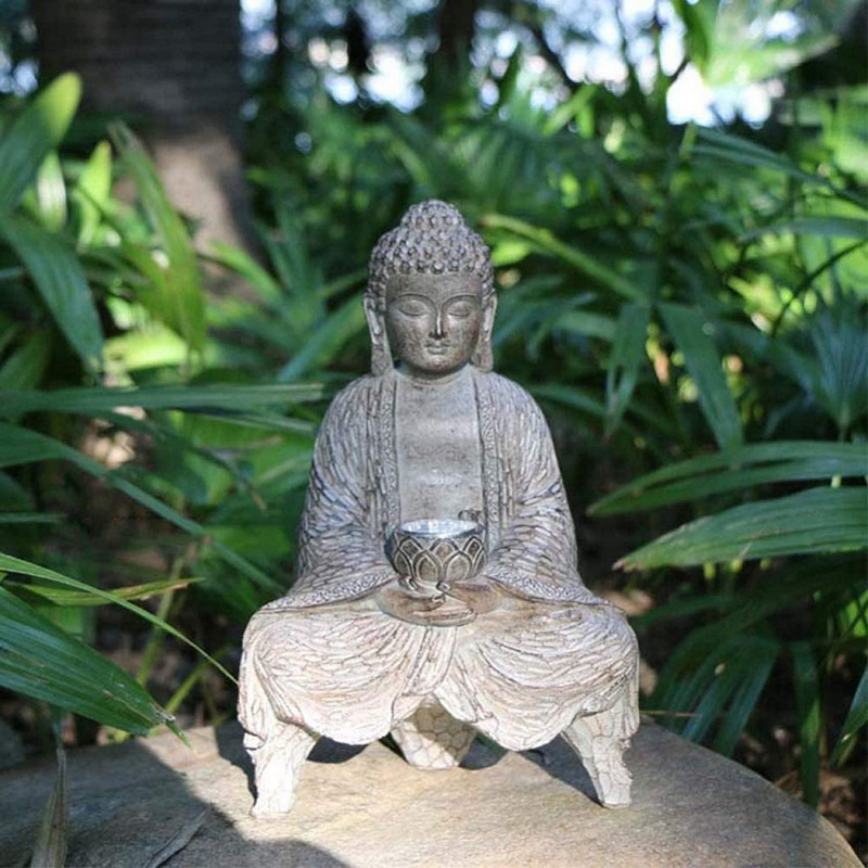 Skulptura kipa Buddge koji meditira Vanjski vrt Solarna svjetlost Buda Zen Ukrasi za dom Figurice Balkon Dvorište Dekoracija terase
