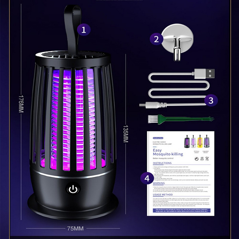 Lampa na zabíjanie komárov, USB batéria, LED, stlmenie žiarenia, bez žiarenia, hmyz, Zappe, vonkajšia lampa proti komárom a muchám, odpudzujúca hmyz, pasca na muchy