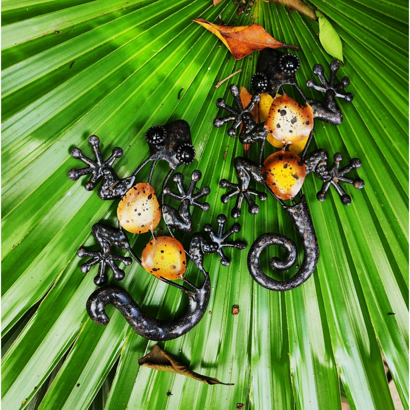 2 vnt Mažas metalinis gekonas driežas sienų dekoras namų sodui Dekoratyvinis lauko gyvūnų statulos Skulptūros Vejos kiemelis Jardin Yard