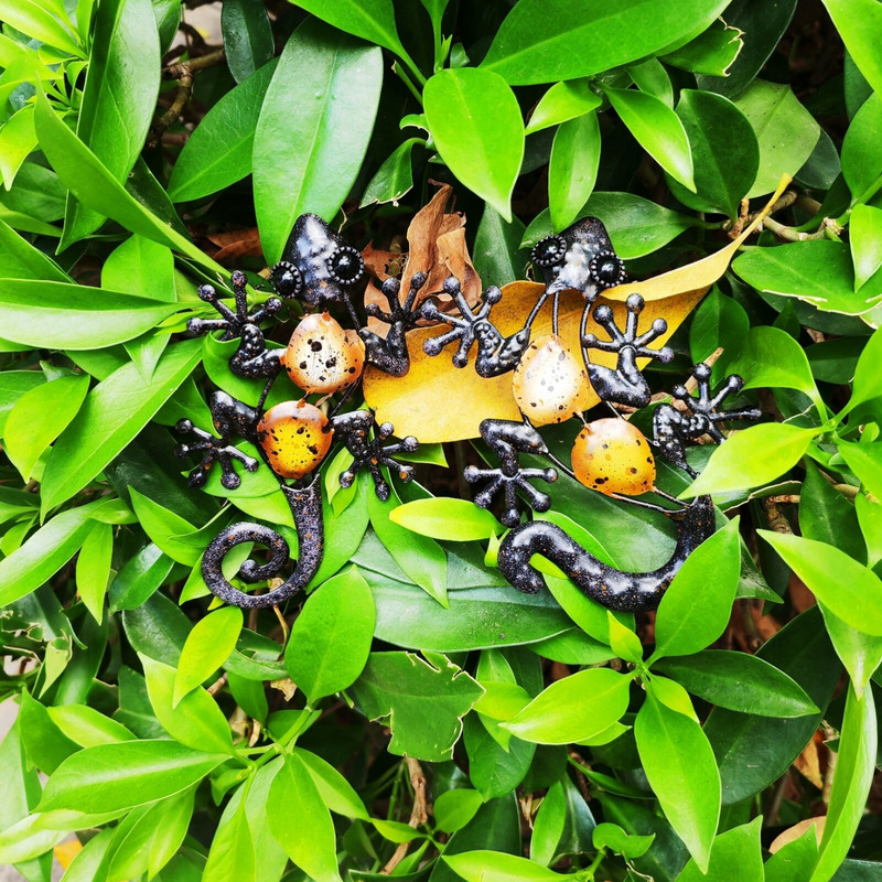 2 vnt Mažas metalinis gekonas driežas sienų dekoras namų sodui Dekoratyvinis lauko gyvūnų statulos Skulptūros Vejos kiemelis Jardin Yard