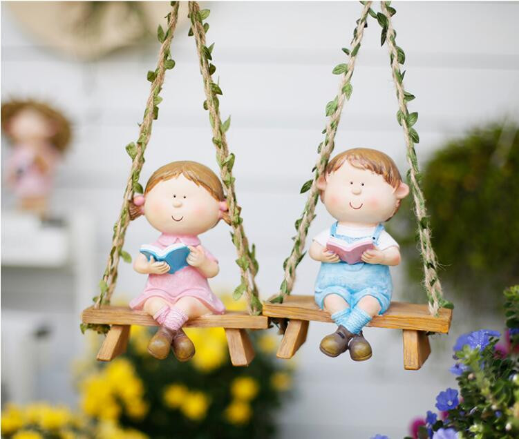 Amerikietiškos sodo sūpynės lėlės dervos priedai Namų kiemo kiemo statulėlės Amatai Balkono išplanavimas Viršutinio aukšto Papuošalai Dekoracija