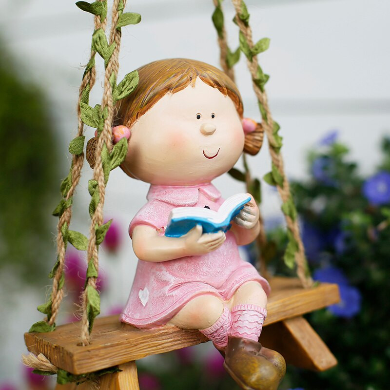 Amerikietiškos sodo sūpynės lėlės dervos priedai Namų kiemo kiemo statulėlės Amatai Balkono išplanavimas Viršutinio aukšto Papuošalai Dekoracija