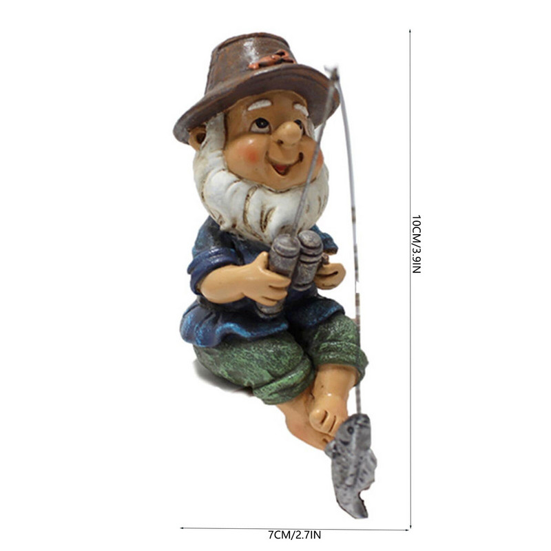 Záhradná socha rybárskeho škriatka, vonkajšia víla, miniatúrna záhradná trpasličia ozdoba, remeselné doplnky do kvetináčov, elfské remeslá