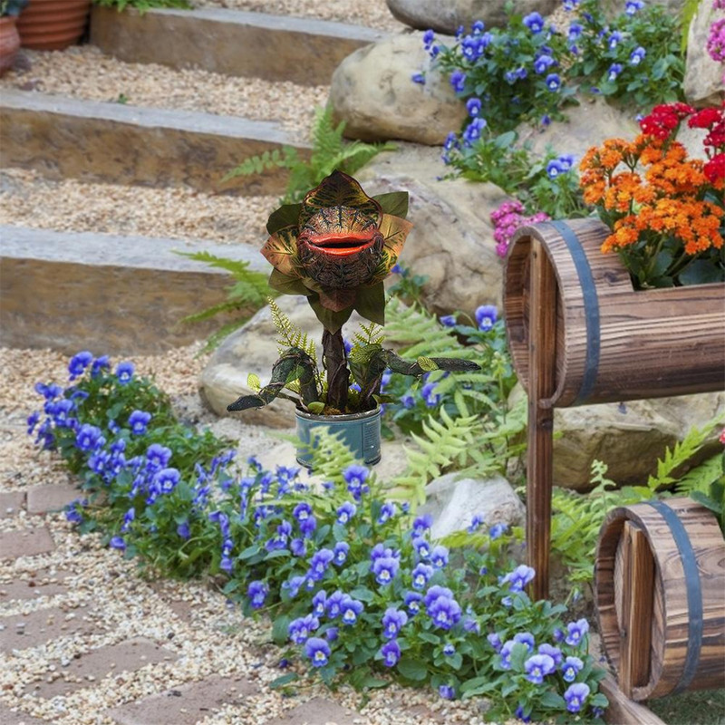 Lauko sodo dervos mėsėdžių augalų ornamentas buitinis Helovino baisus dekoras, sukuriantis tobulą baisią atmosferą