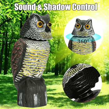 Realistic Rotating Owl Decoy 360 Rotate Repellent Pest Imitation Bird for Garden Yard