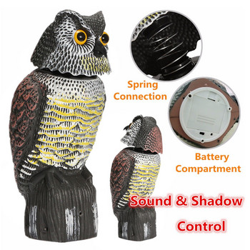 Realistic Rotating Owl Decoy 360 Rotate Repellent Pest Imitation Bird for Garden Yard