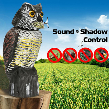 Realistic Rotating Owl Decoy 360 Rotate Repellent Pest Imitation Bird for Garden Yard