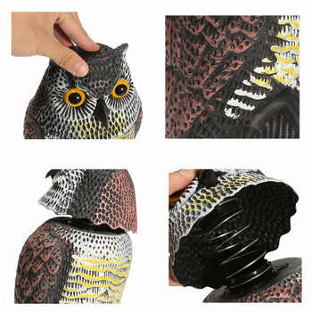 Realistic Rotating Owl Decoy 360 Rotate Repellent Pest Imitation Bird for Garden Yard