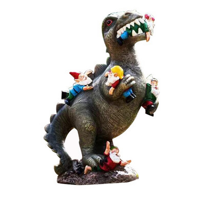 Sodo nykštukų statulos lauko dekoras Dinozaurų nykštukai Sodo menas lauke rudeniui Žiema Sodo dekoro statula kiemo sodui