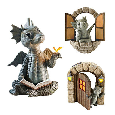 FORRÓ könyv Sárkány szobor Kis dinoszaurusz kert Mű Gyanta kézművesség figurák Hálószoba Szobor Asztal Veranda Iroda lakberendezés