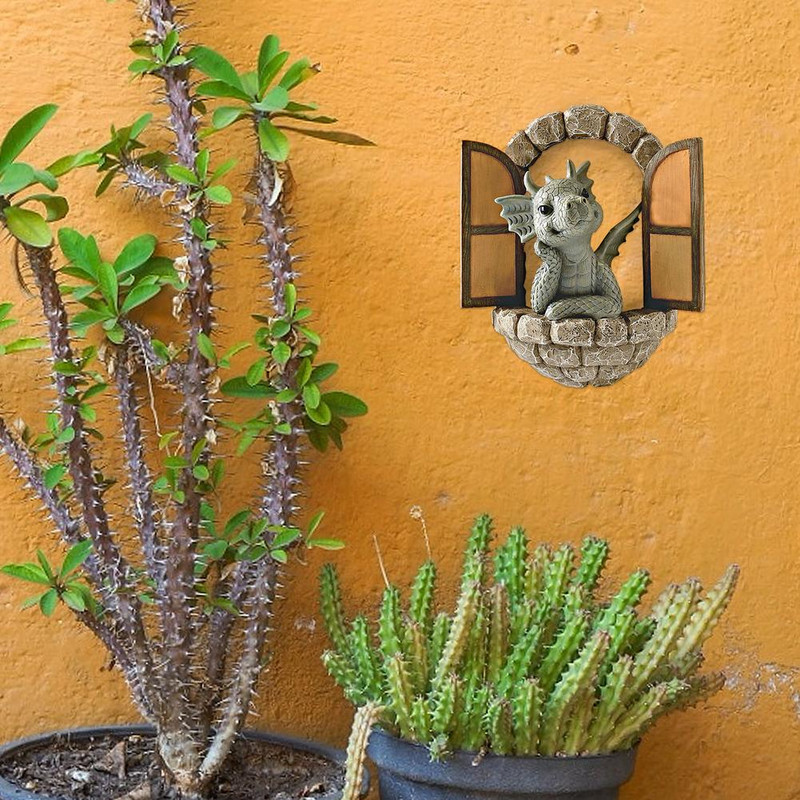 HOT Read Book Statuie Dragon Micul Dinozaur Grădină Artă Artizanat Rășină Figurine Sculptură Dormitor Masă Verandă Birou Decor Home Decor