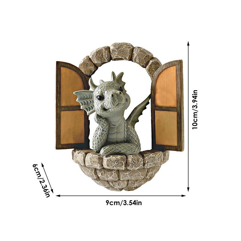 HOT Read Book Statuie Dragon Micul Dinozaur Grădină Artă Artizanat Rășină Figurine Sculptură Dormitor Masă Verandă Birou Decor Home Decor