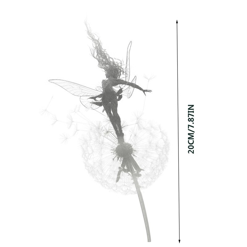 Fėja, šokanti su kiaulpiene, sodo puošmena metalo menas mitinis fėjos peizažas skulptūra lauko kiemo vejos dekoras