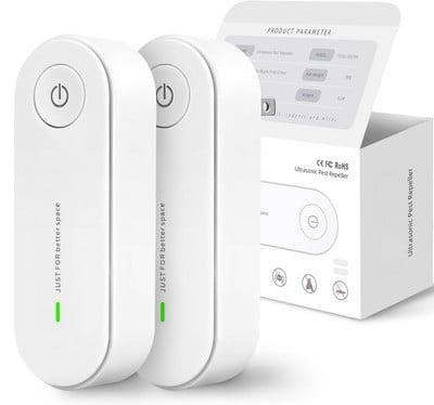 Pachet de 2 insecticide cu ultrasunete Respingere electronică pentru țânțari, șoareci, păianjen, gândaci, insecticid, controlul dăunătorilor