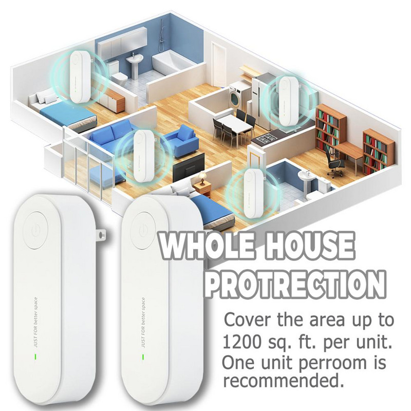 Pachet de 2 insecticide cu ultrasunete Respingere electronică pentru țânțari, șoareci, păianjen, gândaci, insecticid, controlul dăunătorilor
