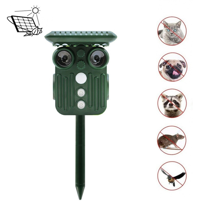 Gyvūnų vabzdžių repelentas saulės įkraunamas ultragarsinis judesio jutiklis, daugiafunkcinis lapės paukščių repelentas, skirtas sodo kenkėjų kontrolei