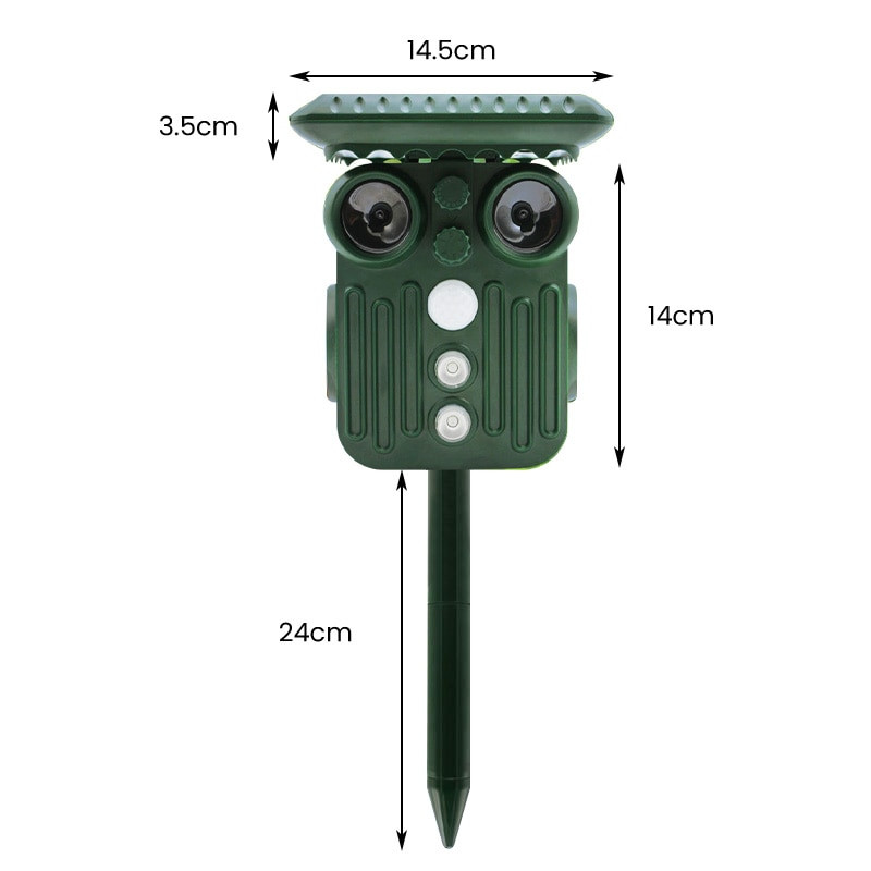 Gyvūnų vabzdžių repelentas saulės įkraunamas ultragarsinis judesio jutiklis, daugiafunkcinis lapės paukščių repelentas, skirtas sodo kenkėjų kontrolei