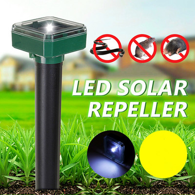 1 vnt saulės energija varomas ultragarsinis pelės kurmis kenkėjų graužikų atbaidantis kiemas LED šviesos atbaidiklis lauko lempų kiemo sodas