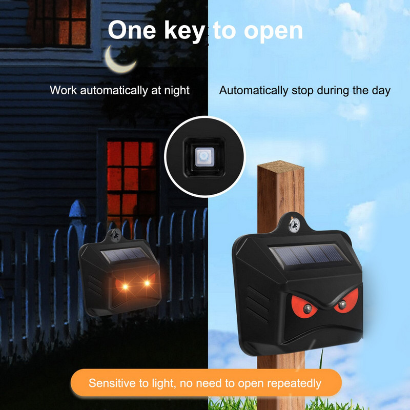 4 vnt. saulės energija varomas gyvūnų atbaidiklis nakties gyvūnų atbaidymo įtaisai su ryškia strobe LED lempute, nakties apsaugos gyvūnų repelentu