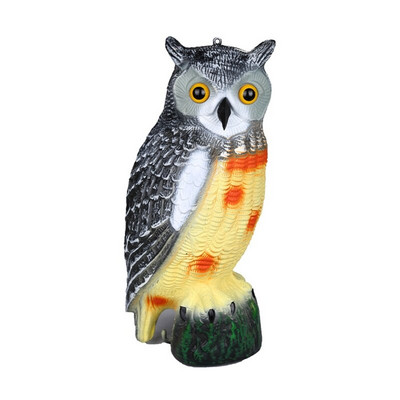 Realistiškas paukščių baidyklės imitacinis pelėdos galvos sukamasis masalui apsaugantis repelentas