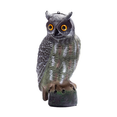 Realistiškas paukščių baidyklės imitacinis pelėdos galvos sukamasis masalui apsaugantis repelentas