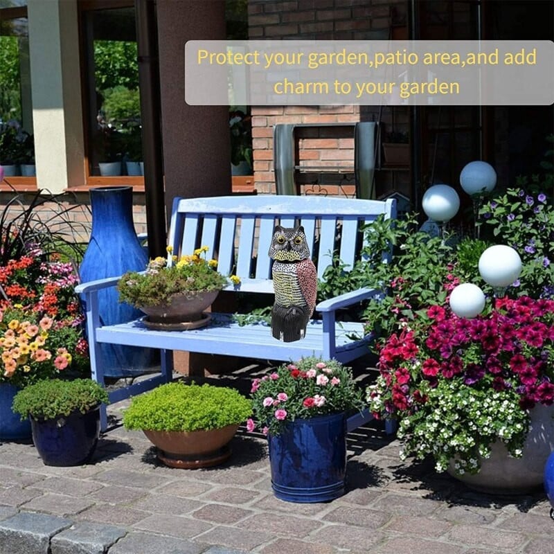 Realistiškas paukščių baidyklės imitacinis pelėdos galvos sukamasis masalui apsaugantis repelentas