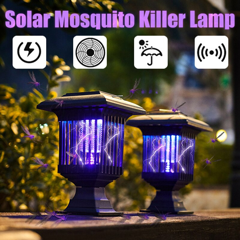 Solárna lampa na zabíjanie komárov, záhradná lampa na zabíjanie hmyzu, LED solárne svetlo, vonkajšia záhrada, repelent proti komárom, škodcom, hmyzu