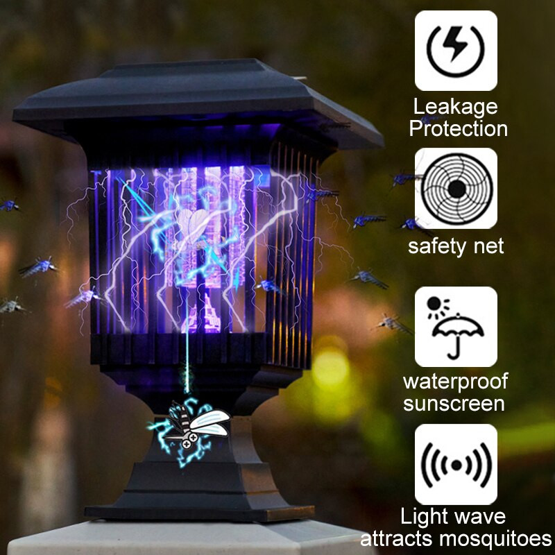 Solárna lampa na zabíjanie komárov, záhradná lampa na zabíjanie hmyzu, LED solárne svetlo, vonkajšia záhrada, repelent proti komárom, škodcom, hmyzu