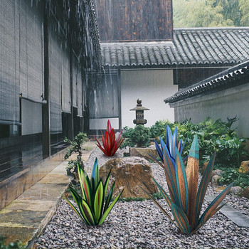Направи си сам метална изкуствена текила рустик 9 листа агаве растение скулптура двор изкуство статуя открит туин градина декорация на домашен двор