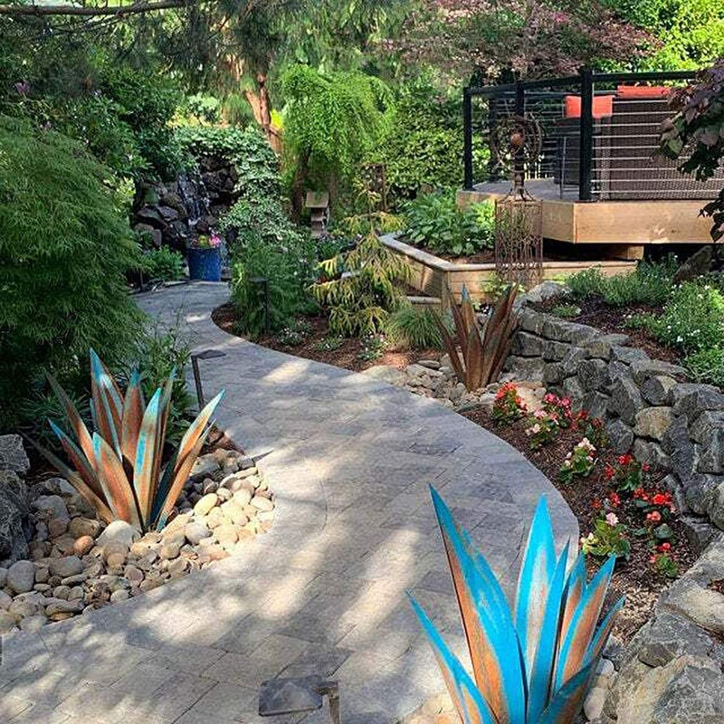 „Pasidaryk pats“ metalinė dirbtinė tekila kaimiška 9 lapų agavos augalo skulptūra kiemo meno statula lauko tuino sodo namų kiemo puošmena