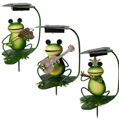 Solar Garden Plug-in Light, Literary Frog Iron Art Light tavaszi stílusú lámpa udvari teraszhoz és kerti dekorációhoz Au19 21