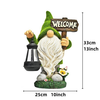 Sodo dervos ornamentas su saulės energija maitinamomis lemputėmis. Sodo nykštuko fėjos statula kiemo vejai kiemui Sodo dekoro įkurdinimo dovana