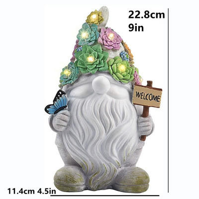 Sodo dervos ornamentas su saulės energija maitinamomis lemputėmis. Sodo nykštuko fėjos statula kiemo vejai kiemui Sodo dekoro įkurdinimo dovana