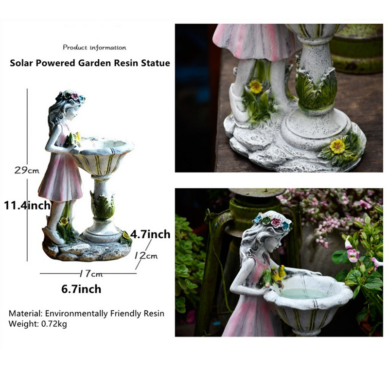 Sodo dervos ornamentas su saulės energija maitinamomis lemputėmis. Sodo nykštuko fėjos statula kiemo vejai kiemui Sodo dekoro įkurdinimo dovana