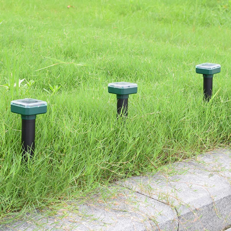 1vnt Saulės energija varomas ultragarsinis pelės kurmis kenkėjų graužikų atbaidiklis, kiemo LED šviesos atbaidiklis lauko lempų kiemo sode