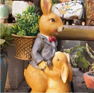 Lauko mielas gyvūnų dervos triušio gėlių vazonų priedai Kiemo vila Skulptūra Amatai Fengšui sodas Vejos papuošalai Dekoras