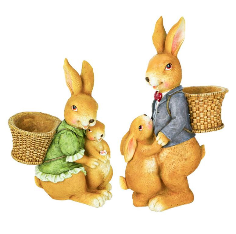 Lauko mielas gyvūnų dervos triušio gėlių vazonų priedai Kiemo vila Skulptūra Amatai Fengšui sodas Vejos papuošalai Dekoras