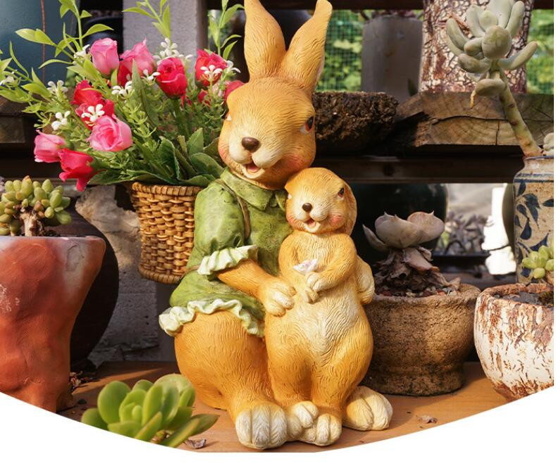 Lauko mielas gyvūnų dervos triušio gėlių vazonų priedai Kiemo vila Skulptūra Amatai Fengšui sodas Vejos papuošalai Dekoras