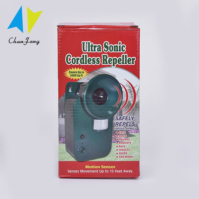 ChanFong lauko ultragarsinis belaidis repeleris gyvūnų kenkėjų pelės atbaidiklis PIR jutiklis sodo paukščių šunų repelentas, saugokite gyvūnus