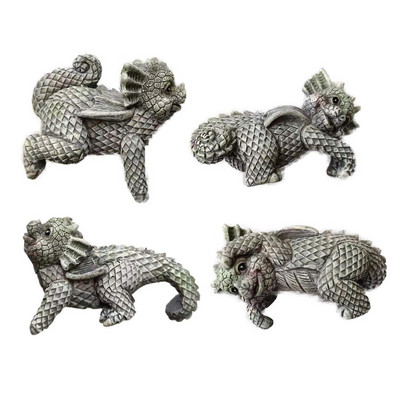 4PCS Dragon Garden Statue Resin Прекрасна саксия за цветя Бонсай Висящ орнамент Домашно колекциониране Занаяти Декорация на открито