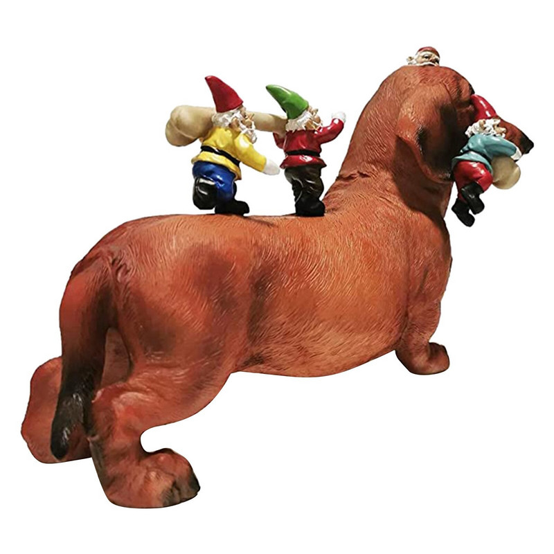 Karštas išpardavimas nykštukinio takso šuns statulėlė kiemo meno dervos statulėlė Namų puošmena, skirta sodo lauko laivams